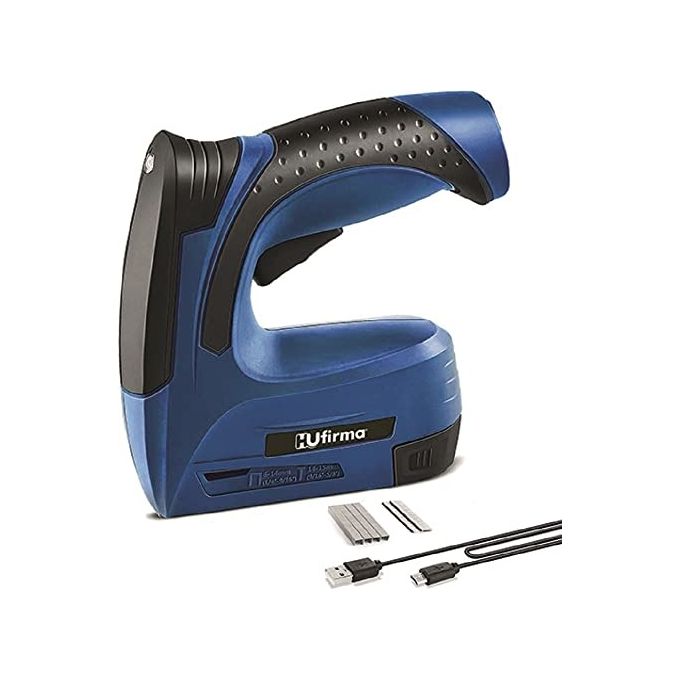 Hufirma 4015605 HU-FB Fissatrice a batteria 4V Litio USB 30 colpi min Capacita' 100 punti 50 chiodi Lunghezza punti 6-14 mm compatibile con chiodi fino a 15 mm colore Nero