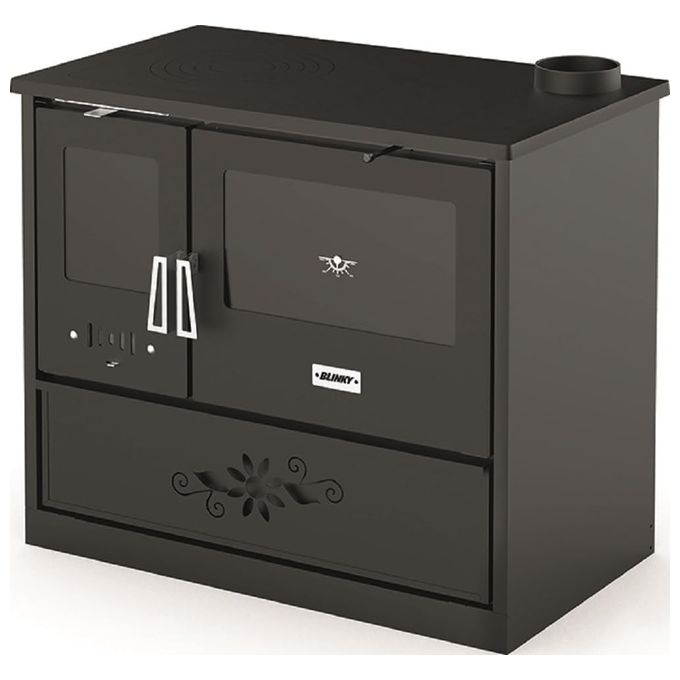 Blinky 9811337 Fiorella Cucina a Legna con Forno Porta Vetro 9 kW 3 stelle Area Riscaldabile 30-100 m² colore Antracite