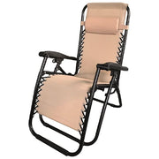 Vigor 9693427 Sedia a Sdraio Basculante Struttura in Acciaio 22 mm Tessuto Textilene Beige Cuscino Imbottito colore Beige