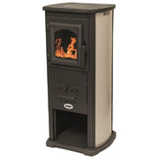 Vigor-blinky 9815008 Oslo Stufa a Legna Acciaio e Ghisa Porta Vetro 6.1 kW 4 Stelle colore Tortora