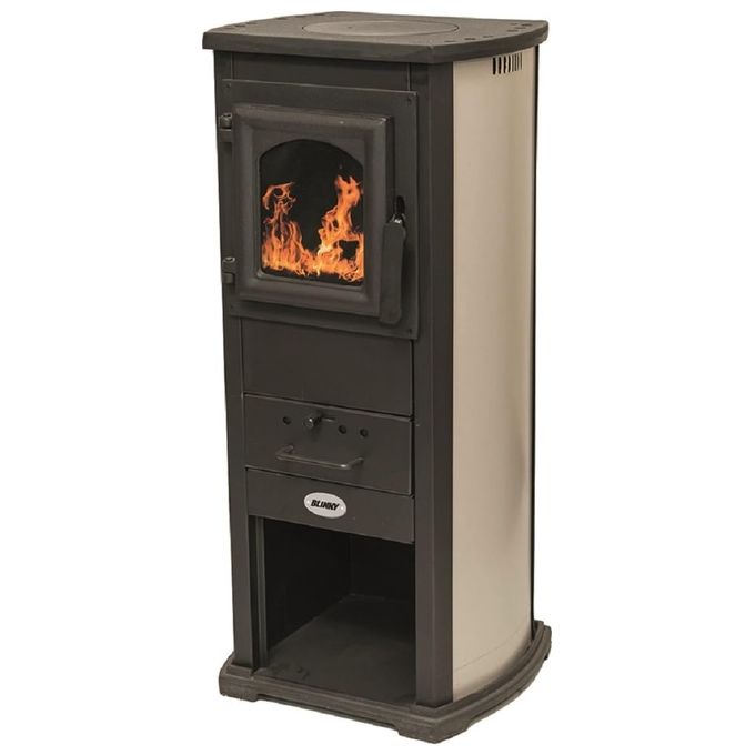 Vigor-blinky 9815008 Oslo Stufa a Legna Acciaio e Ghisa Porta Vetro 6.1 kW 4 Stelle colore Tortora