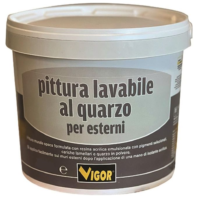 Vigor 3360010 Pittura lavabile al quarzo per esterni 10 lt colore Bianco
