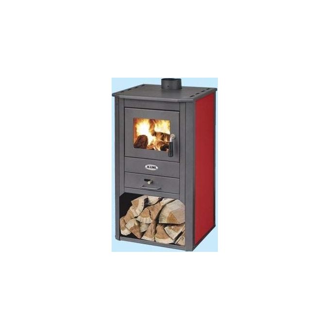 X-LINE Stufa a Legna Kursal De Luxe Rosso 9kW 180mc Rivestimento in Acciaio