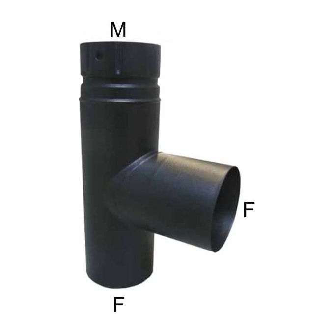 ALA 8018915031646 AETERNUM Gomito T Smaltato Acciaio 0,5 mm Sistema GASTOP TERM Resistente Alte Temperature Condensa Acida Graffi Ruggine colore Nero Opaco