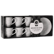 Star ST72340 Set Tazzine da Caffe' 6 Pezzi con Piattini Porcellana Lavabile in Lavastoviglie colore Bianco