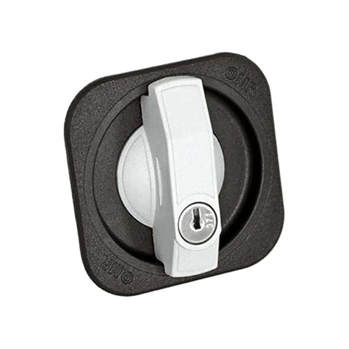 OMR 165627 Serratura per Mobili con Maniglia Base Quadra Ante Battenti Rotazione 90° 2 Chiavi 85x85 mm colore Nero