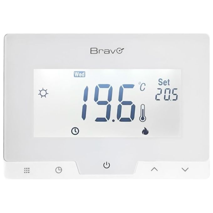 Bravo 93003110 Glam Cronotermostato Digitale da Parete Display LCD 3,78'' Programmazione Settimanale 5-35°C colore Bianco