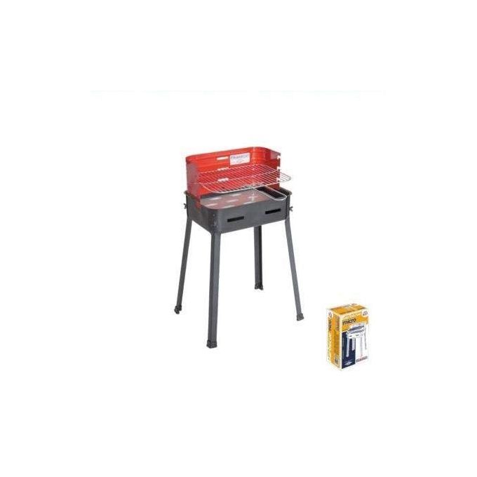 Filcasalinghi ILC005 Barbecue Micro in Acciaio Cromato a Carbonella Griglia Regolabile 3 Posizioni colore Rosso e Nero