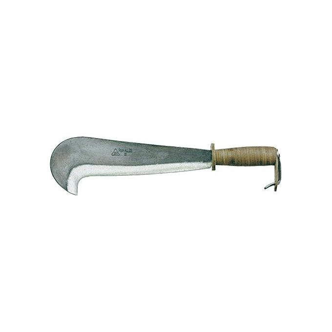 RINALDI N. 3 CM 31 Roncola Valcamonica Art. 111 Lama Forgiata Manico in Cuoio colore Marrone