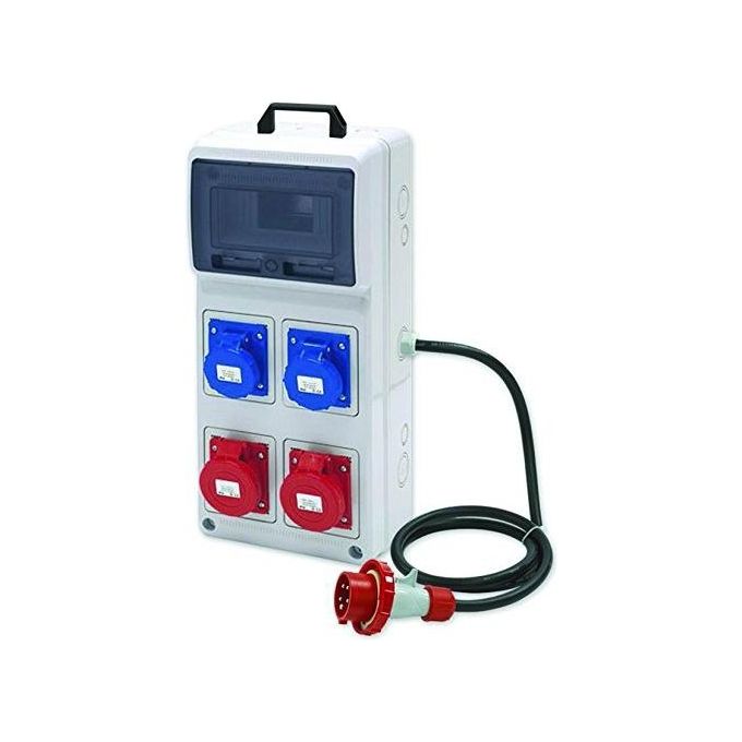 ROSI 2242 Quadro di Distribuzione Portatile con 2 Prese 3P 16A 230V e 2 Prese 4P 16A 400V IP67 Interruttore Differenziale 4P 16A Cavo 5G2,5 mm² Siliconico colore Grigio