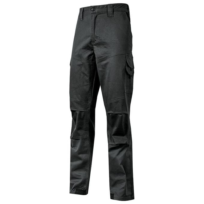 U-Power WST211BC Guapo Pantaloni da Lavoro Uomo Slim Fit Cotone Elasticizzato 98% Spandex 2% Ginocchiera colore Nero Carbone