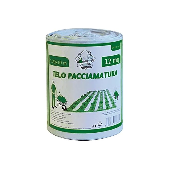 EleandPaco 84512 Telo Pacciamatura Bicolore Polietilene 50 My 1,2x10 m 12 m² colore Grigio Nero