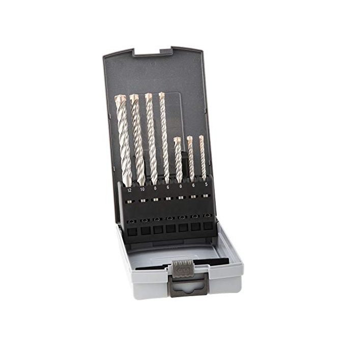 Alpen 80501007100 FORCE X KP Set di punte per trapano SDS-plus 7 pezzi con 4 taglienti in metallo duro diametri da 5 00 a 12 00 mm colore Nero