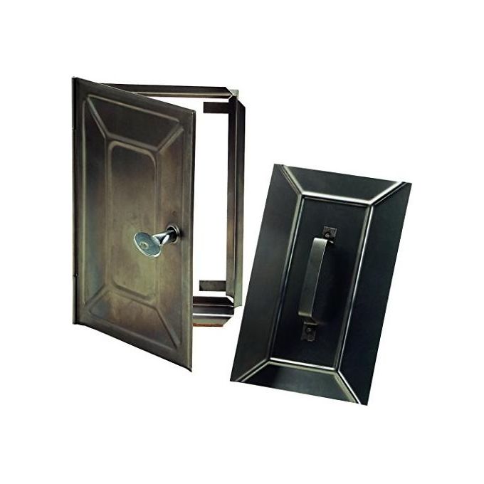 Officine Tofolutti 27760-30 Portina di Ispezione per Camino Doppia in Acciaio Inox con Chiusura di Sicurezza e Chiave 155x235 mm colore Nero