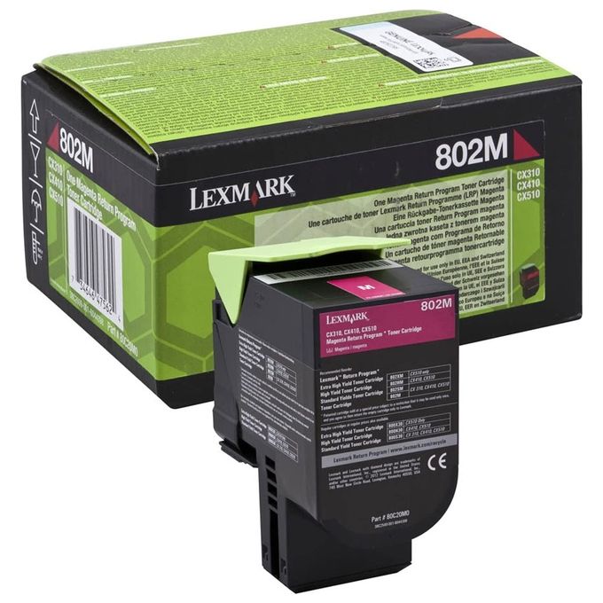 Lexmark 80C20M0 802M Toner Originale Stampa Laser Resa 1000 Pagine colore Magenta