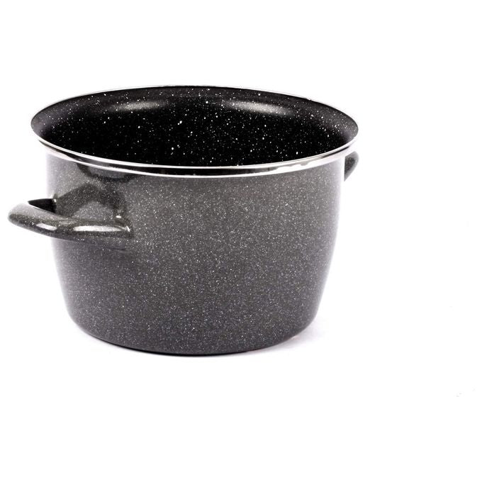 VITRINOR 1 Linea Cucina Pentola in Acciaio Smaltato Vetrificato con Rivestimento Antiaderente Effetto Pietra 2 Manici Adatta per Induzione colore Grigio
