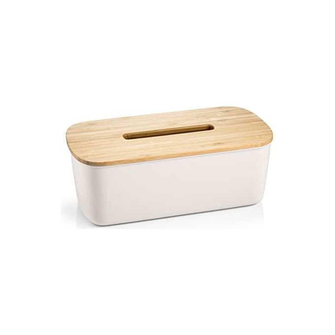 Tescoma 900825 Online Porta Fazzoletti in Bambu' e Plastica Resistente Dimensioni Universali 28.5x15x10.5 cm colore Bianco