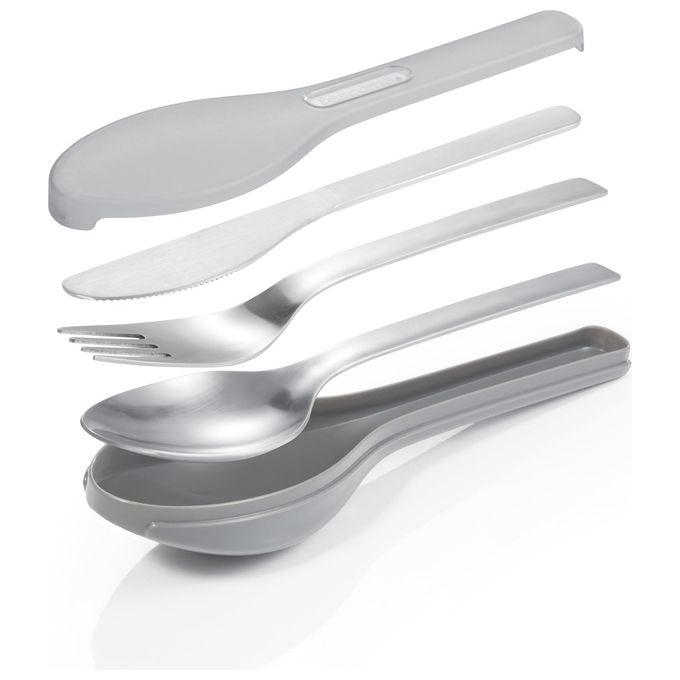 Tescoma 906270 Move Set Posate da Viaggio 3 Pezzi Acciaio Inossidabile 18-10 con Custodia colore Grigio