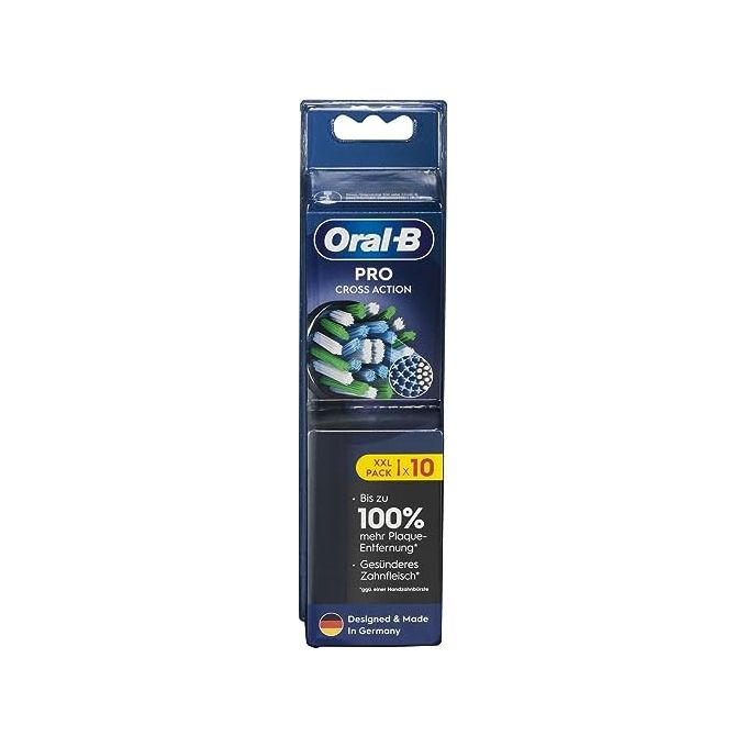 Oral-B EB50BRX-10 Pro CrossAction Testine per Spazzolino da Denti Elettrico 10 Pezzi Setole Angolate 16° Indicator di Sostituzione Colore Nero