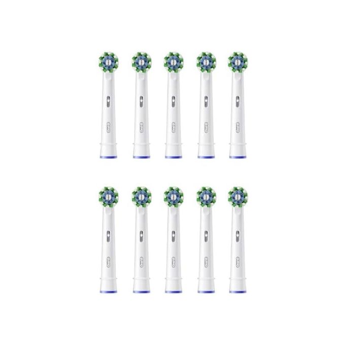 Oral-B EB50RX-10 Pro Cross Action Testine di Ricambio per Spazzolino Elettrico 10 Pezzi Tecnologia CrossAction Angolata 16° Testa Rotonda Colore Bianco
