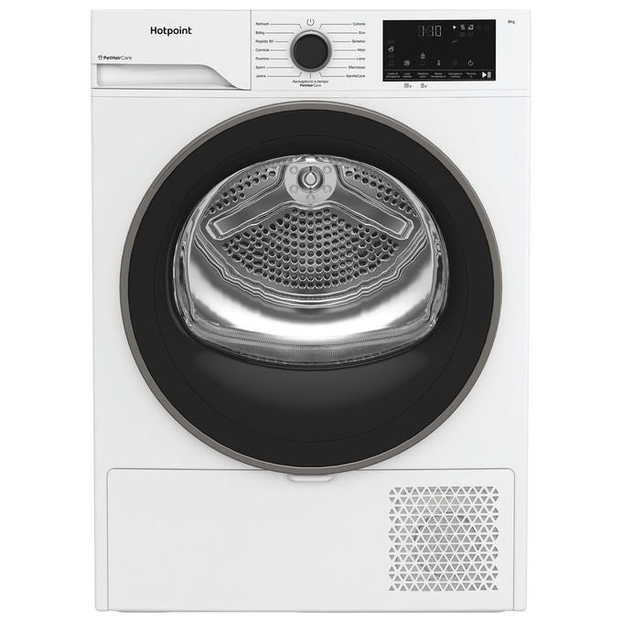 Hotpoint 869991720120 HPT 84D BS IT Asciugatrice a Libera Installazione 8 Kg Classe C Pompa di Calore PetHair Care Motore Inverter (60x61x85 cm) colore Bianco