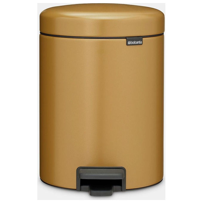Brabantia 255120 NewIcon Pattumiera a Pedale 5 L Acciaio con Chiusura Ammortizzata e Base Antiscivolo colore Oro
