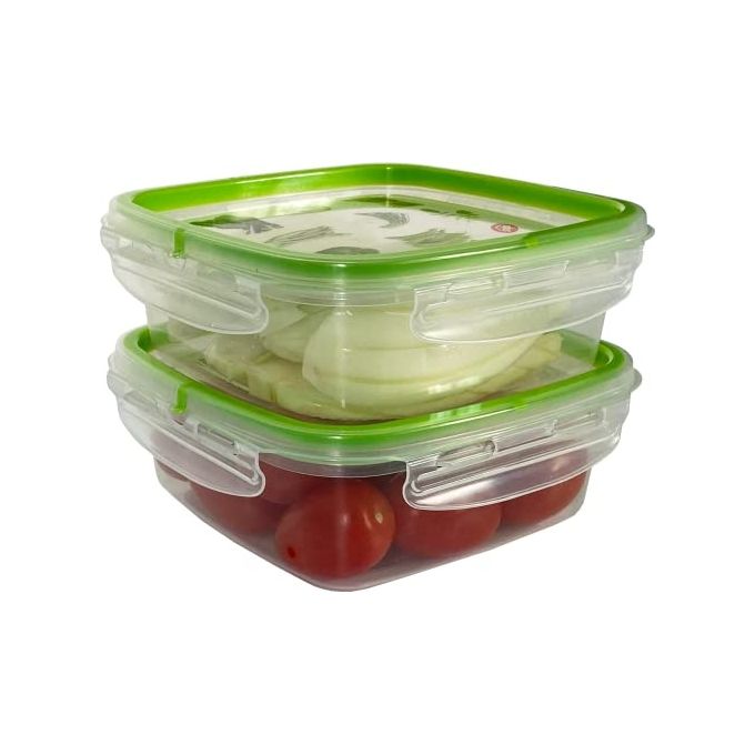 Snips 90005 Snipslock Set 2 Contenitori Ermetici per Alimenti Quadrati 0.5 L BPA Free Made in Italy colore Trasparente
