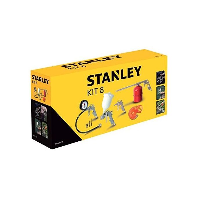Stanley 61935 Kit 8 Accessori Pneumatici Aria Compressa Gonfiaggio Soffiaggio Aerografo Tubo Spiralato 5 m