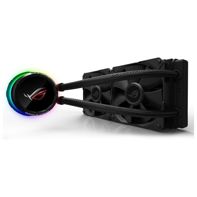 ASUS ROG RYUO 240 Sistema di Raffreddamento per CPU All-In-One Liquid, Display OLED, Aura Sync RGB, 2 Ventole di Raffreddamento da 120 mm, Nero