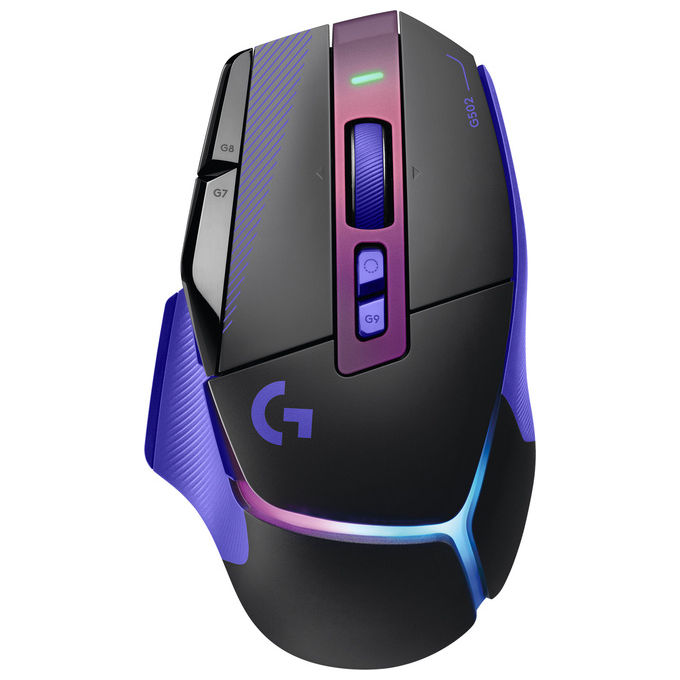 Logitech G 910-007811 G502 X PLUS Mouse Gaming Wireless e Con Cavo 44000 DPI 130 h Batteria colore Nero Viola