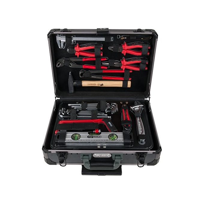KS TOOLS 911.0630 Serie di utensili universali 130 pezzi 1-4'' + 1-2'' con cricchetto 72 denti in trolley in alluminio colore Nero