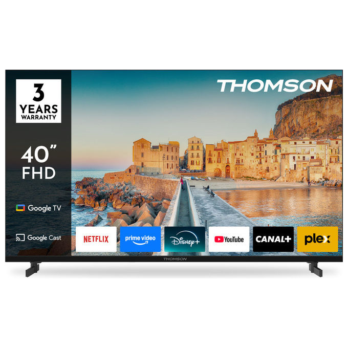 Thomson 40FG2S15 Smart TV 40'' Full HD LED Google TV DVB-T2 HEVC Triplo Sintonizzatore 3 HDMI colore Nero