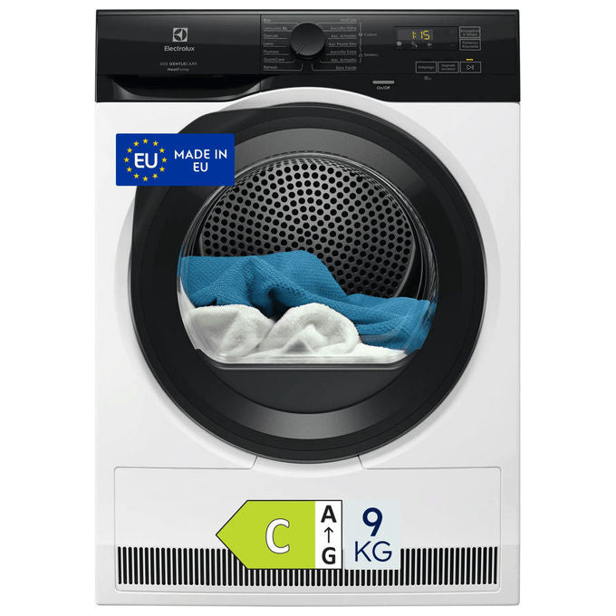 Electrolux 916 900 865 Serie 600 Asciugatrice Caricamento frontale 9 Kg Classe C Pompa di calore Inverter Funzione antipiega (60x64x85 cm) colore Bianco Nero