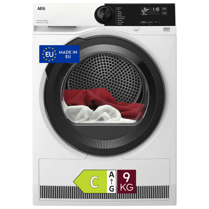 AEG 916900890 Serie 7000 Asciugatrice Caricamento frontale 9 Kg Classe C Pompa di calore MixDry SensiDry (59.6x63.8x85 cm) colore Bianco