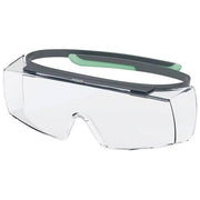 Uvex 9169295 Super OTG Planet Occhiali di Sicurezza Sovrapposti Lente Trasparente UV400 Antiappannante Resistente Graffi e Prodotti Chimici colore Antracite Giada