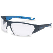 Uvex 9194171 i-works Occhiali Protettivi Lente Panoramica Antiappannamento Antigraffio Resistenti Sostanze Chimiche colore Blu