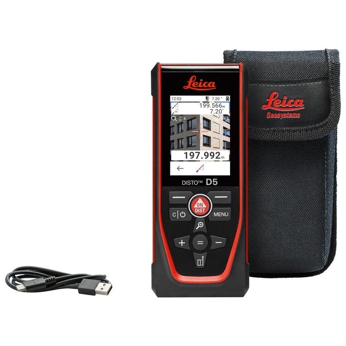 Leica D5 DISTO D5 Telemetro laser con Bluetooth precisione ±1,0 mm portata 200 m sensore inclinazione 360° IP54 colore Nero