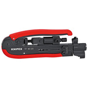 Knipex 97 40 20 SB Utensile da Compressione per Connettori F BNC RCA Adatto per Cavi RG 59 6 11 Testa e Inserto Girevoli Vite di Regolazione colore Nero