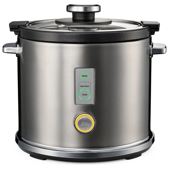 Solis 979.09 Cuoci Riso 1,2 L 650 W Touch con Funzione Mantieni Caldo Coperchio in Vetro Acciaio Inox colore Grigio