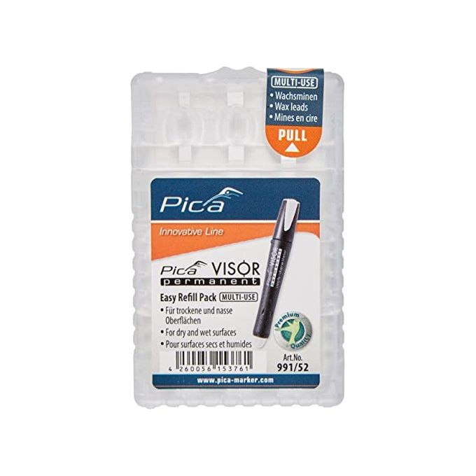 Pica 991-52 VISOR Permanent Mine di Ricambio Set 4 Pezzi 10 mm colore Bianco