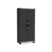 Keter 241543 XL Garage Armadio Alto 3 Ripiani Portata 135 Kg 89x54x188 cm Resina colore Nero Argento