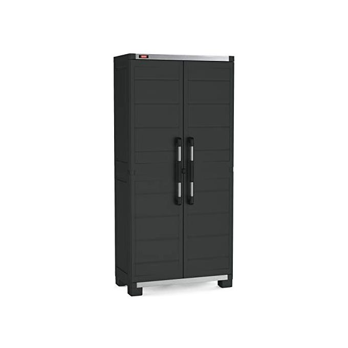 Keter 241543 XL Garage Armadio Alto 3 Ripiani Portata 135 Kg 89x54x188 cm Resina colore Nero Argento