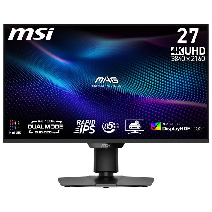 MSI monitor gaming MAG 274UPDF E16M, 27 pollici, 4K UHD, Mini-LED, Rapid IPS, 160Hz, 0,5ms, DisplayHDR 1000, HDMI 2.1