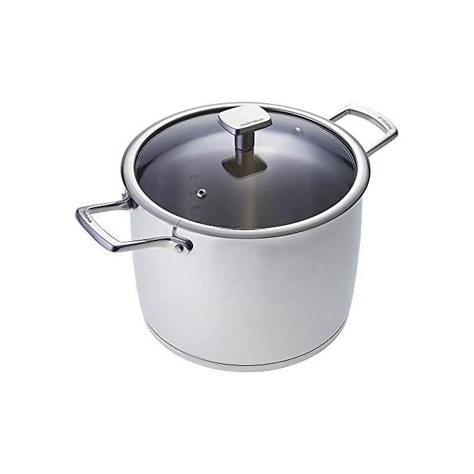Moneta A01A095166 Accordo Pentola con Coperchio in Acciaio Inossidabile 24 cm 8 L adatta a tutti i piani cottura inclusa induzione colore Argento
