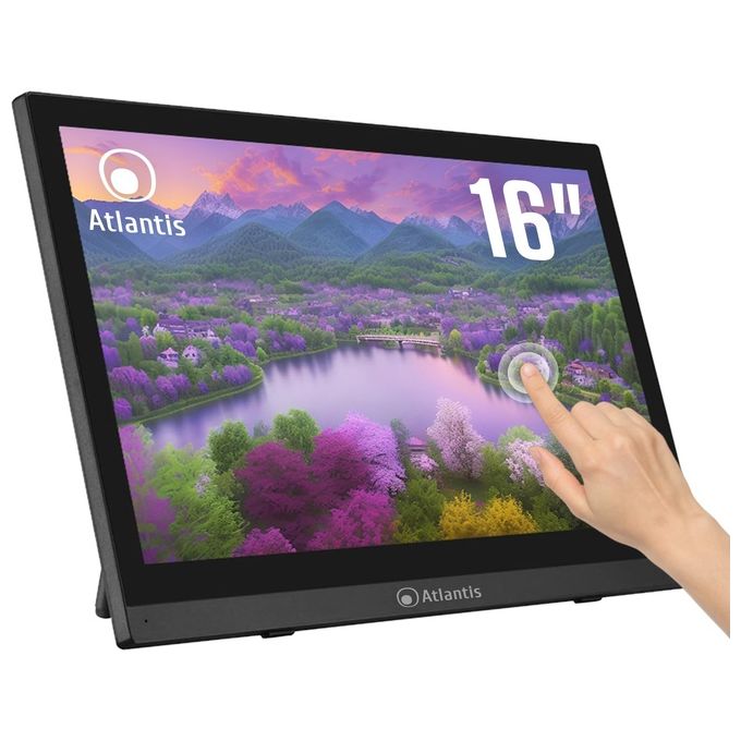 Atlantis A05-T16A-VHM Monitor Touch 15.6'' Full HD 1920x1080 IPS 10 Tocchi HDMI VGA 60Hz VESA 75 colore Nero