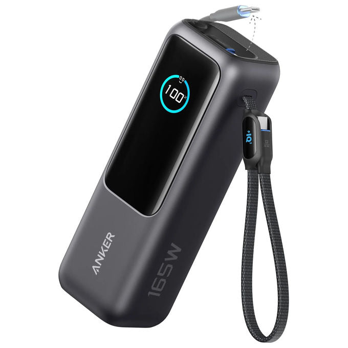 Anker A1695H11 Power Bank Portatile 25000 mAh 165 W con 3 Porte USB-C e Cavi Integrati colore Nero