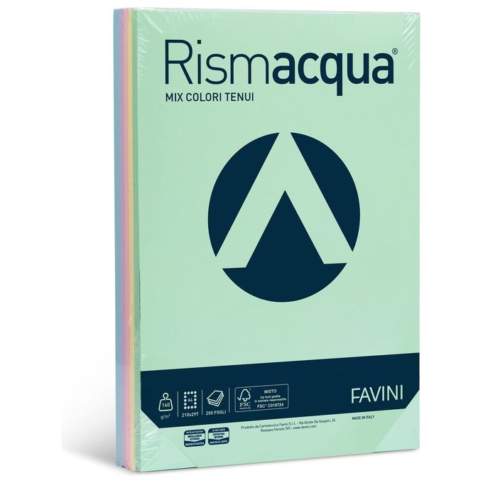 Cartotecnica Favini Rismacqua140 Mix 5 Colori Tenui
