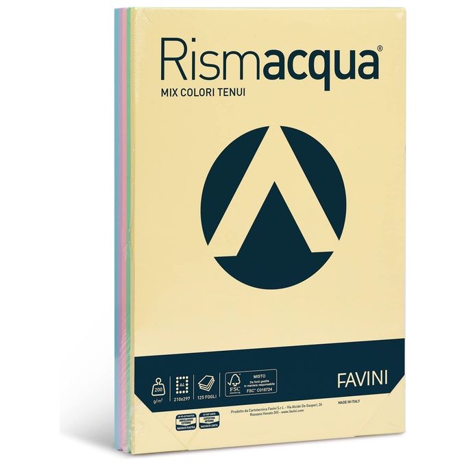 Cartotecnica Favini Rismacqua200 Mix 5 Colori Tenui