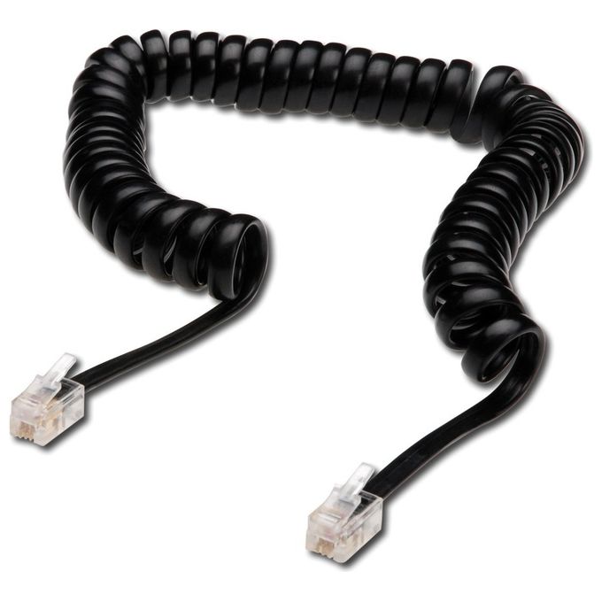 Digitus cavo di connessione per cornetta telefonica a spirale mt 4 (cm 60) colore nero