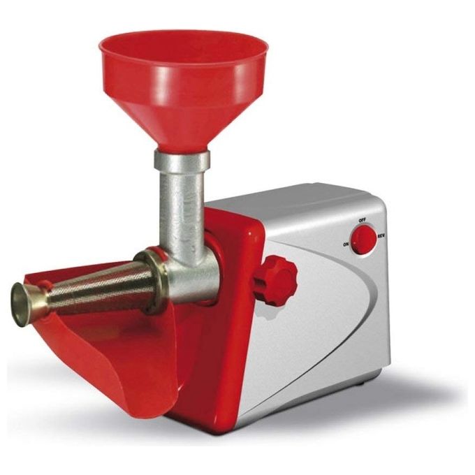 Reber ARTUSS25 Spremipomodoro Elettrico 550W 100 Kg-h Filtro Inox 18-10 Inversione di Marcia Made in Italy colore Rosso Argento